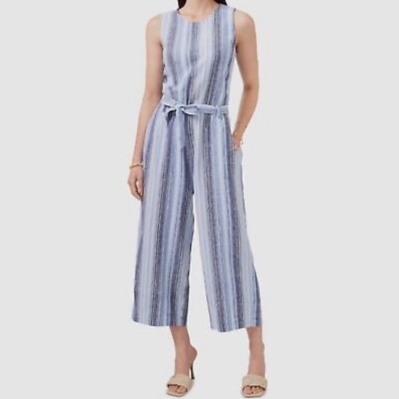 Vince Camuto Striped Linen Crop Jumpsuit - Picture 6 of 6